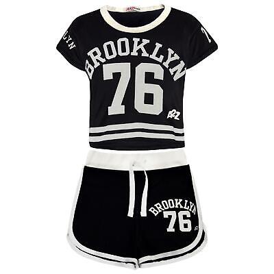 Kids Girls Shorts Brooklyn 76 Black Crop Top Hot Short Pant Summer Clothing Sets