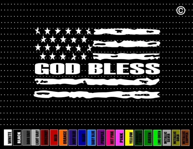 God Bless America American Flag Blessed Christian Car Sticker Window Vinyl Decal