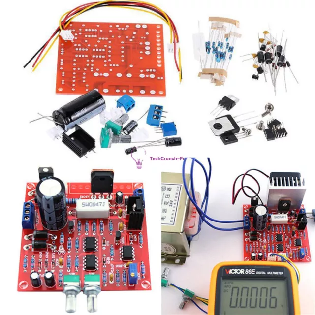 0-30V 2mA-3A Adjustable DC Regulated Power Supply DIY Kit Short Protection PCB