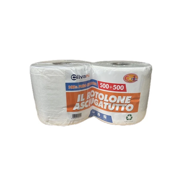 4 Rotoloni 500 strappi Bobine carta Rotolo Asciugatutto mani in pura cellulosa