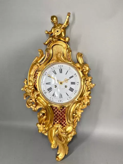 Timeless Elegance: French Louis XVI Cartel Bronze Wall Clock, Mid 19th Century