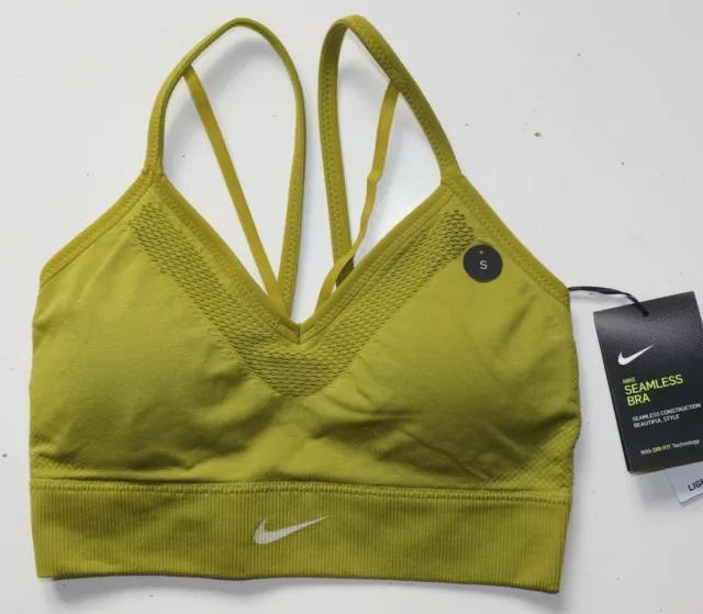 Nike Seamless Sports Bra Light Support Size XS Light Gray AQ0123 488