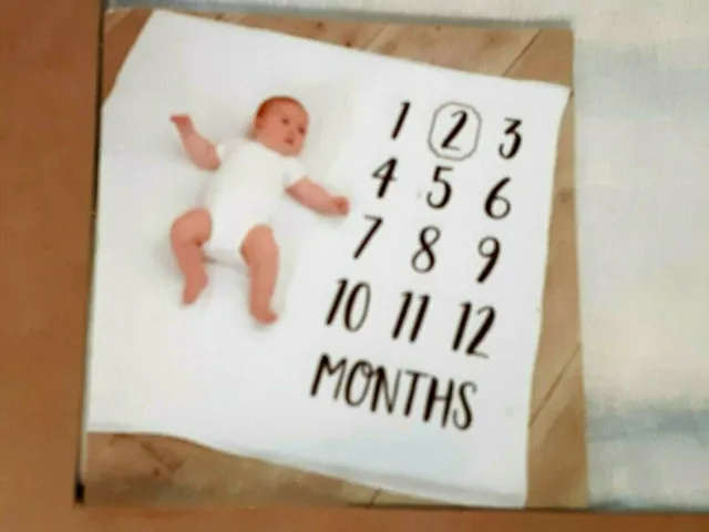 Monthly Milestone BABY PHOTO BLANKET Document Each Month Muslin Blanket NEW