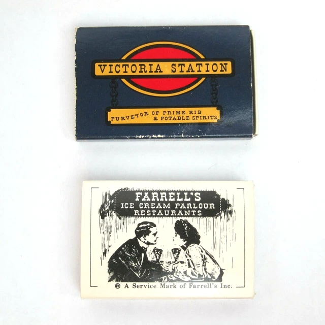 2 VINTAGE MATCHBOXES Victoria Station & Farrells Ice Cream California