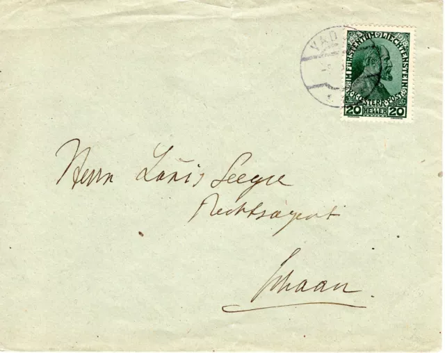 Briefmarken Liechtenstein Beleg 10 auf Bedarfsbrief.