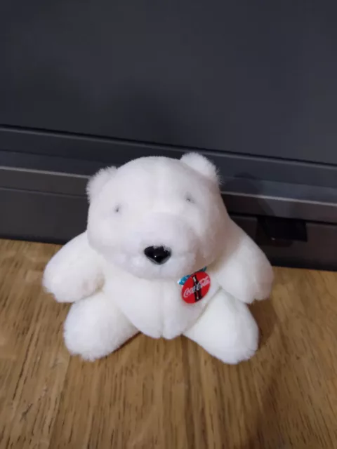 Nuovo Peluche orsetto piccolo orso polare 12cm Coca Cola anni 90 Lillehammer '94