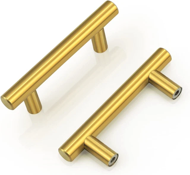 30Pack Gold Pulls for Kitchen Cabinets 2 1/2 (64Mm) Hole Centers Brass Cabinet