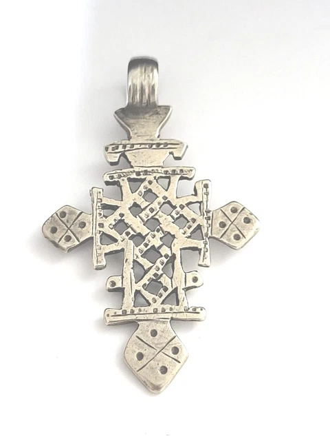 Antique Ethiopian Coptic Christian Cross Silver Pendant Ethiopia, Africa