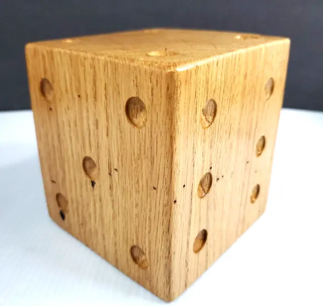Vintage One Large Wooden Die 4x4x4 Great For Casino Dice Gamer Room Decor Box 37