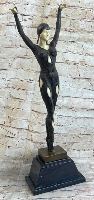 Firmado: D. H. Chiparus Bronce Art Déco Niña Estatua Estrella Pez Animador Venta