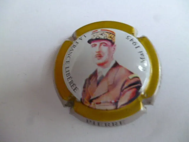 capsule champ Pierre MIGNON, Général de Gaulle, cercle or, ct grège, N°121e