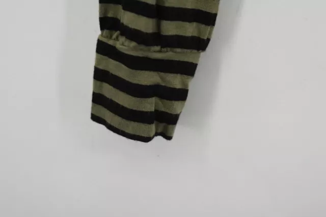 Dont Ask Why Juniors Crew Neck Green Striped Long Sleeve Stretch Shirt One Size 3