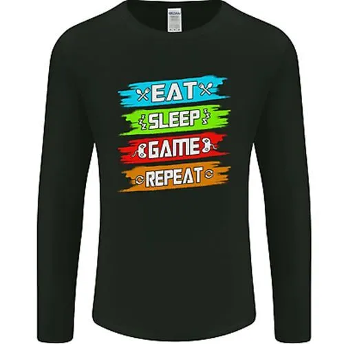Eat Sleep Game Funny Gamer Gamming Mens Long Sleeve T-Shirt