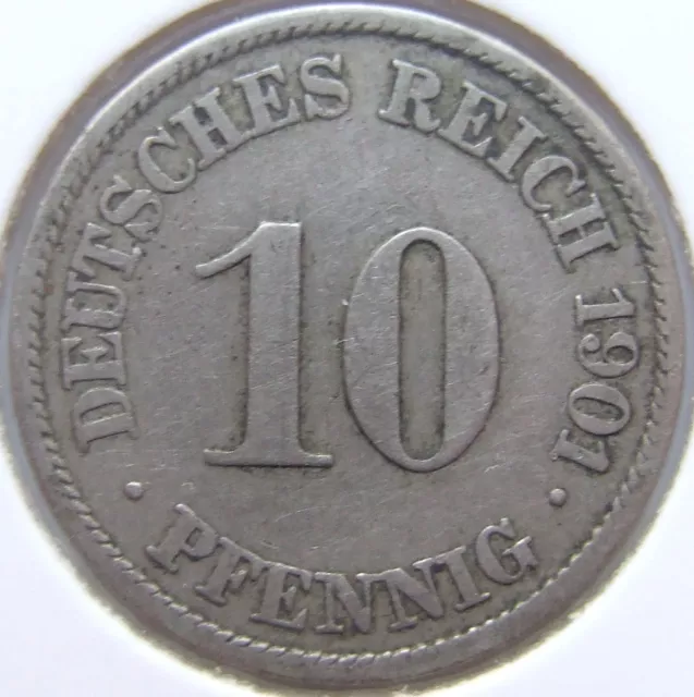 Moneta Reich Tedesco Impero Tedesco 10 Pfennig 1901 J IN Very fine