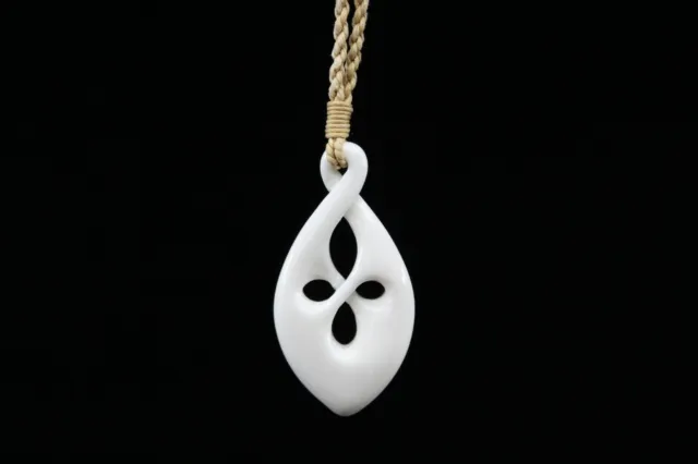 Spiral Necklace (Buffalo Bone) - Hand Carved, Polynesian Tribal, New Life, Peace
