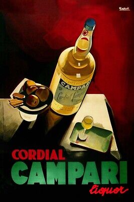 Poster Manifesto Locandina Pubblicitaria Vintage Bevanda Aperitivo Campari  Bar