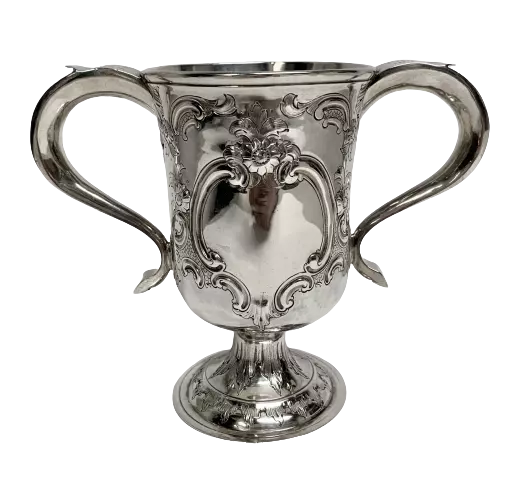 English Sterling Silver Vase / Trophy in Repousse Design from the 19th Century