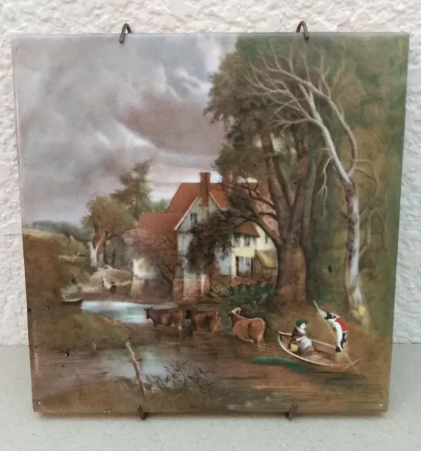 Ceramica Tile Wall Hanging Countryside Pastoral Gondola ASIF Italy Hand Painted