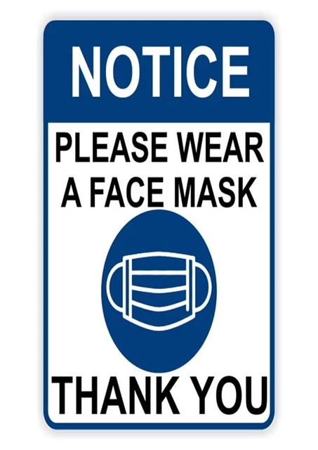 NOTICE PLEASE WEAR Face covering Door Sign | COV19ID| Virus | Digital ...