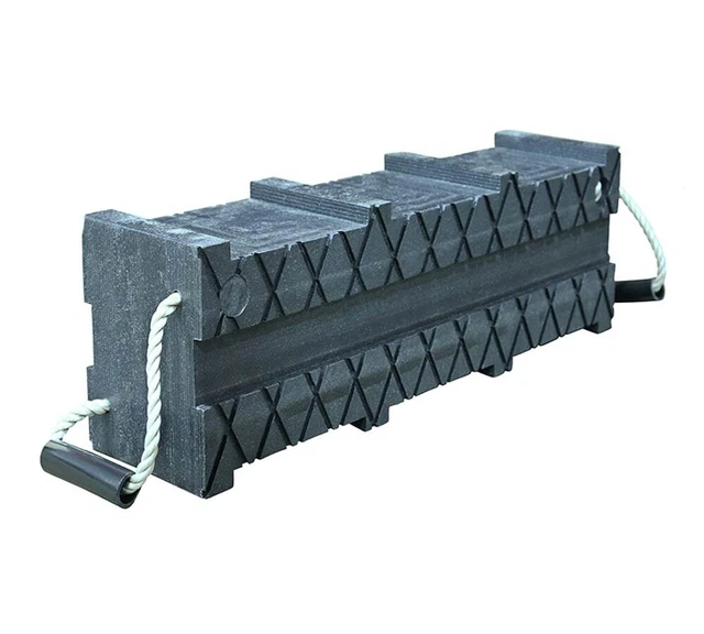 6"x7"x24" Black Cribbing Block Stacker with Interlocking & Non-Slip Surface