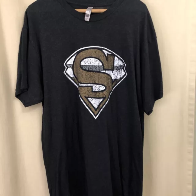 New Orleans Saints Superman Superdome NFL Men's Black Short Sleeve T-shirt XL