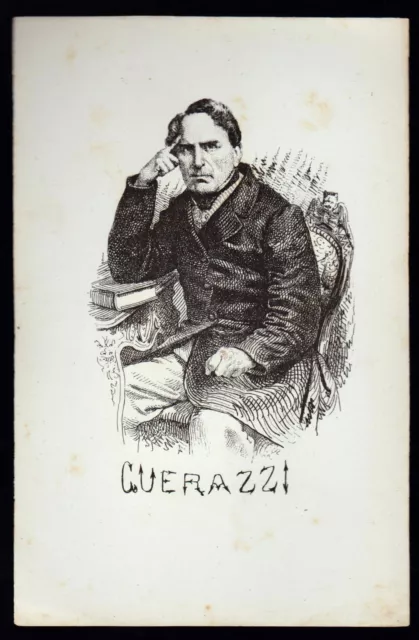 Francesco Domenico Guerrazzi Incisione Xilografia '800 Deputato Regno D' Italia