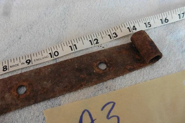 Antique Door Hinge Iron Blacksmith Hand Made Gate Barn Strap vintage 14.5" rust 3