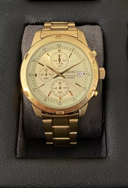 Tæmme maksimum stum SEIKO MEN'S QUARTZ Chronograph 4T57-0080 Gold Tone Stainless Steel Watch  $49.00 - PicClick