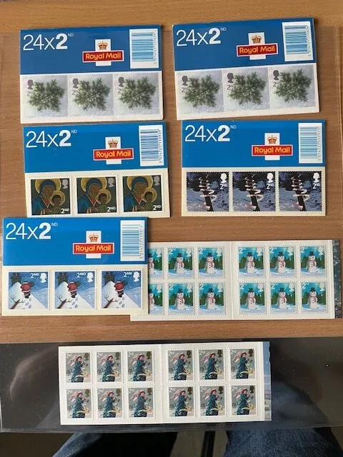 QEII GB 10 x 2nd class books of stamps from 1996 to 2007 - Face Value £166.60