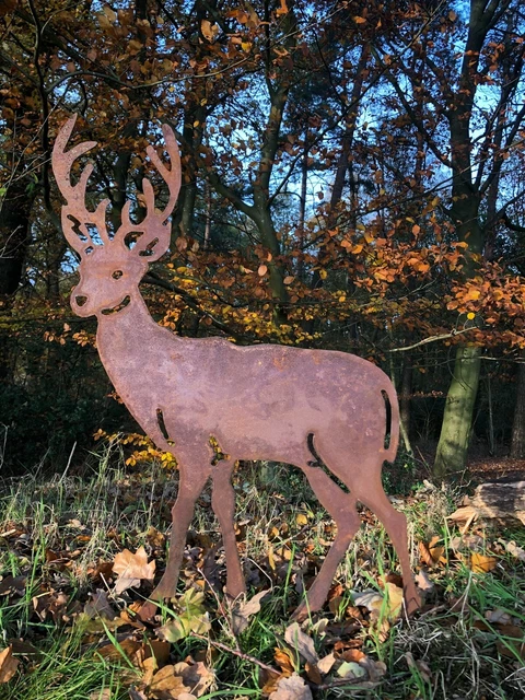 Deko Kind - Rostiger Hirsch - 17x22cm - Wetterbeständig - Edelrost