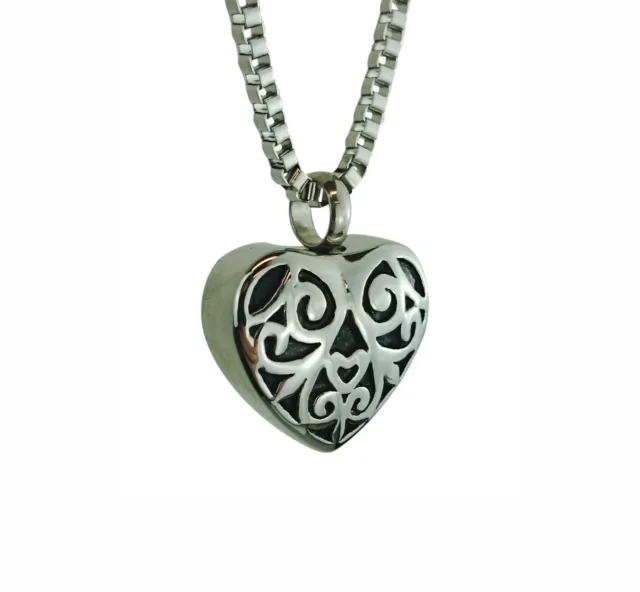 Hearts Urn Pendant Necklace - Memorial Ash Cremation - Optional Engraving
