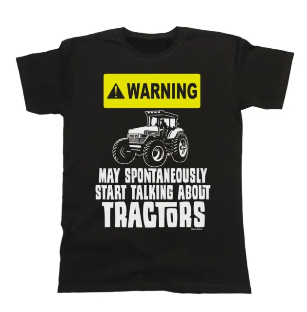 Warning May Talk About Tractors Mens Funny T-Shirt Organic Farmer Farming Gift