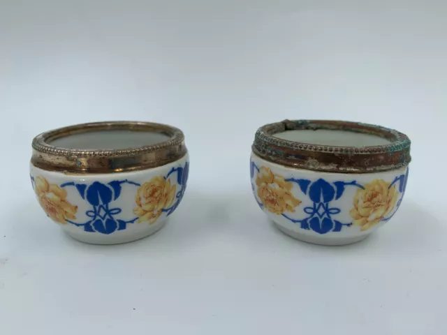 Deux Salerons En Porcelaine Dans Leur Etui D'origine 1920 Lb Limoges G6466 2