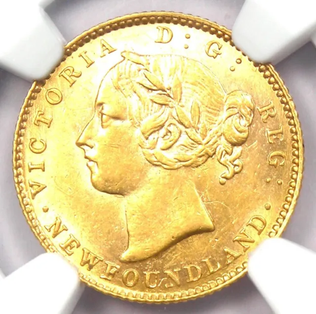 1888 Canada Newfoundland Victoria Gold $2 Coin - Certified NGC AU58