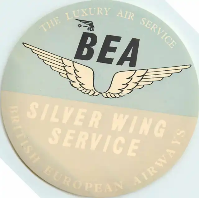 Silver Wing Service ~BRITISH EUROPEAN AIRWAYS / BEA~ Airline Luggage Label