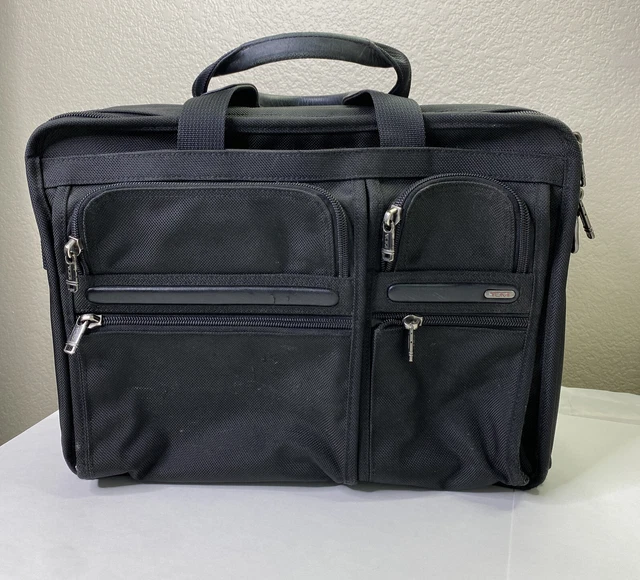 TUMI Alpha T-Pass Expandable Messenger Laptop Briefcase Bag Nylon/Leather
