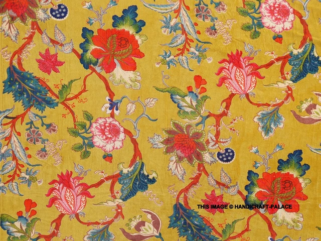 Coton Doux Velours Imprimé Floral Tissu Indien Robe Couture Tapisserie Tissu