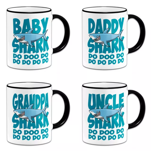 Shark (Blue) Do Doo Do Funny Novelty Gift Mug -  Black Handle/Rim