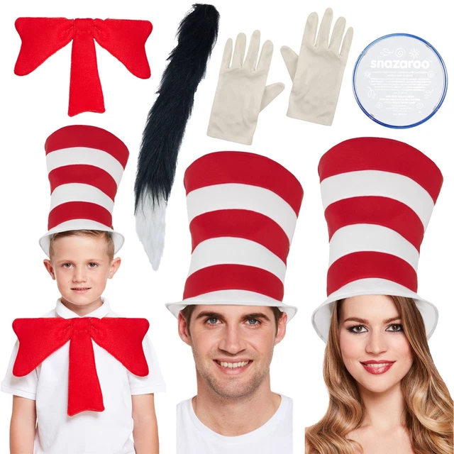 Déguisement Chat Avec Chapeau Haut-de-Forme - Kit Cosplay Adulte Pour Halloween Et Fêtes - Accessoire Drôle Pour Garçons Et Filles