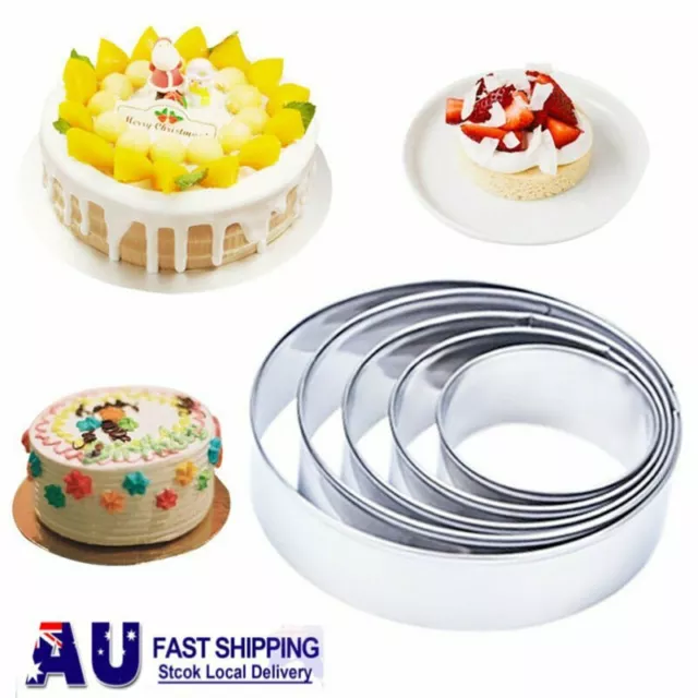 5 Set Round Circle Stainless Steel Cookie Cutter Biscuit Pastry Baking Mold AU