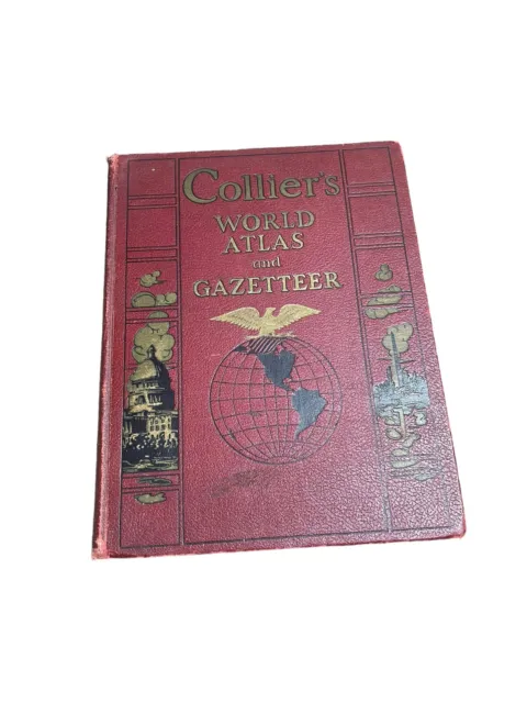 Collier's World Atlas and Gazetteer Old Maps 1940 HARDCOVER Vintage