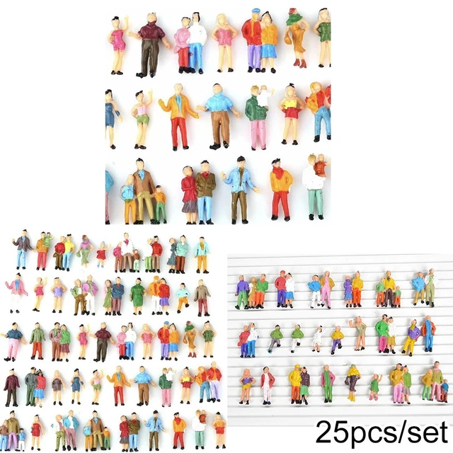 Lot 25 Figurines Miniatures 1:87 – Personnages HO Pour Modélisme Ferroviaire, Diorama, Paysages