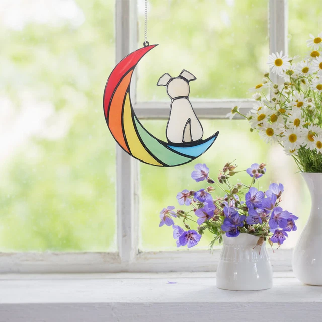 Ciondolo Finestra Acrilico Catturatore Sole Finestra Da Appendere Decorazione Luna Cane