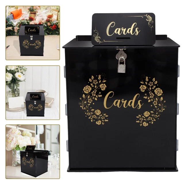 Boîte à Cartes Mariage PartyDeco - 24x24x24cm Dorée Avec Fente - Décoration Noces Et Anniversaire