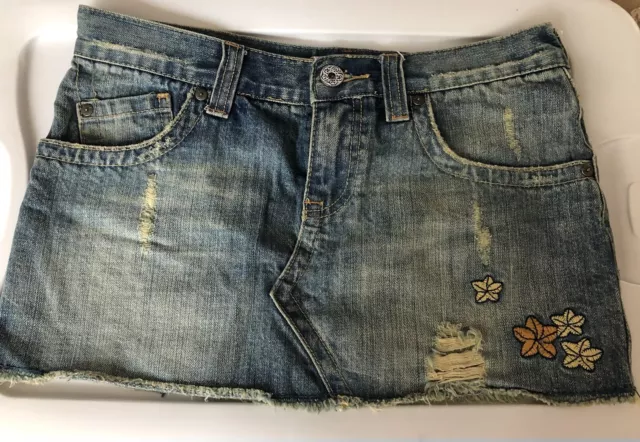 Rare Find: Juniors Women's Roxy Denim Mini Skirt Size 3 Wave, Ocean