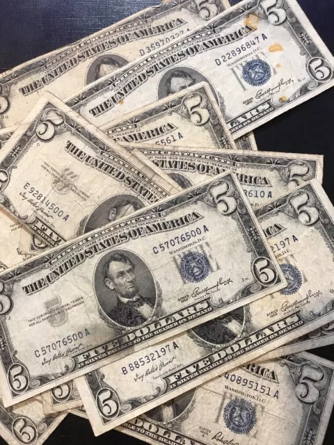 1953 Well Circulated Five Dollar ($5) Silver Certificate Bill - Buying 1 Note