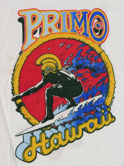 RICK GRIFFIN "PRIMO Hawaii" Surf Surfing original T-shirt test print fabric 1973 RICK GRIFFIN "PRIMO Hawaii" Surf Surfing original T-shirt test print fabric 1973