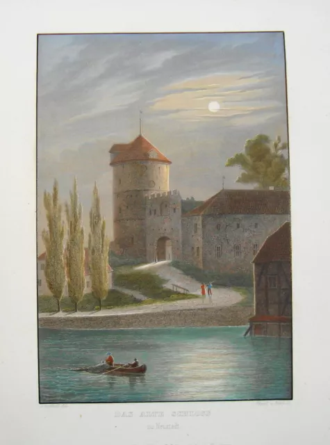 Das alte Schloss zu Neustadt - Glewe  Meckenburg - Vorpommern  Stahlstich 1845