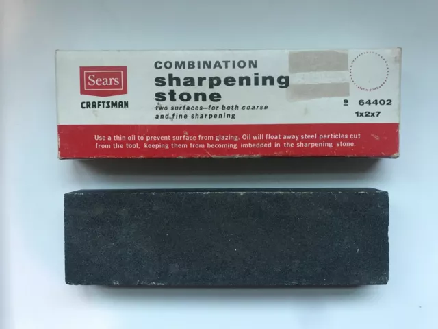 VINTAGE  SEARS Craftsman Combination Sharpening Stone #64402 in original box
