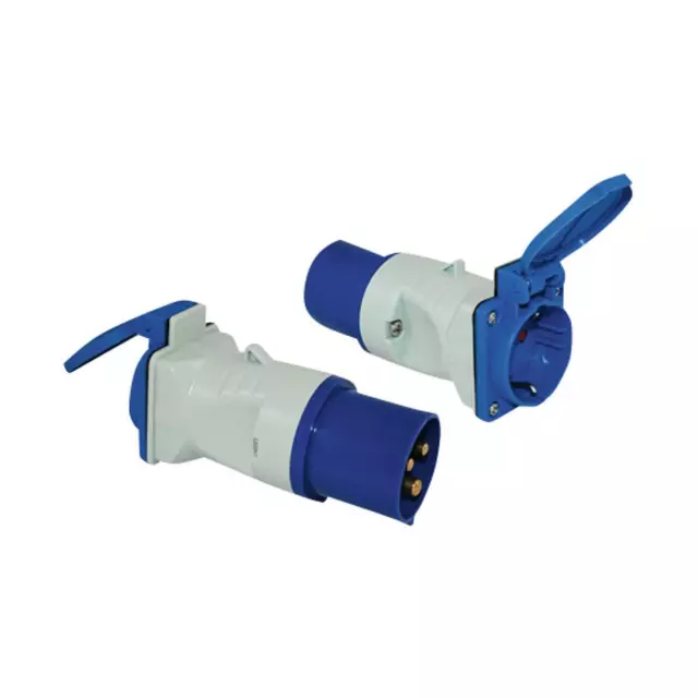 HABA CEE 17 CEE-Schuko Adapter, blau/weiß